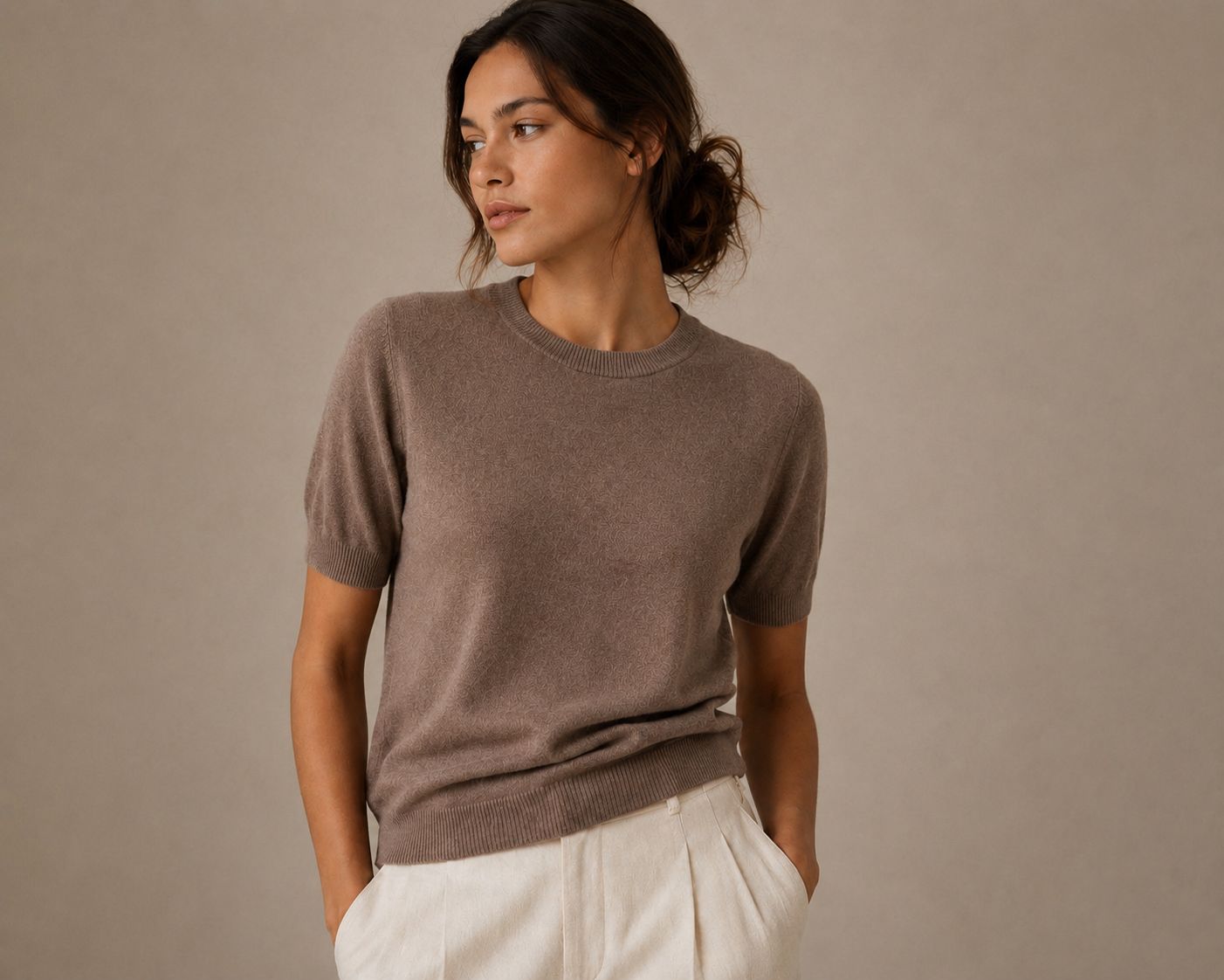 Pull cachemire femme manches courtes