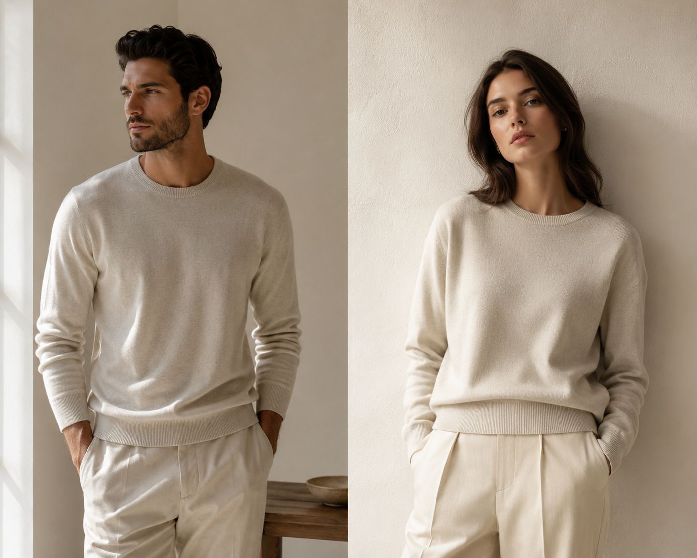 Duo de pulls cachemire manches longues et courtes
